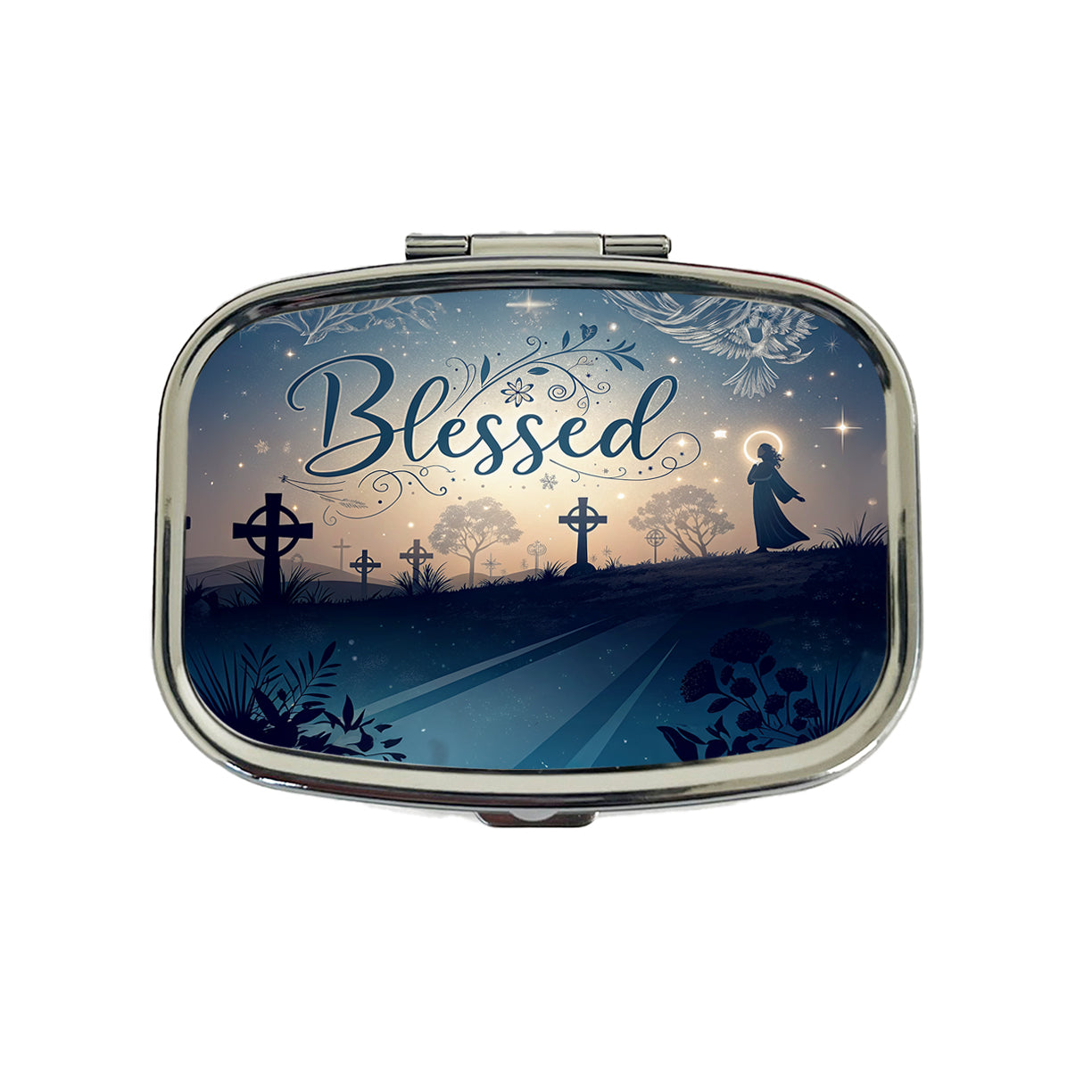 Blessed Religious Crosses Travel Pill Box Case