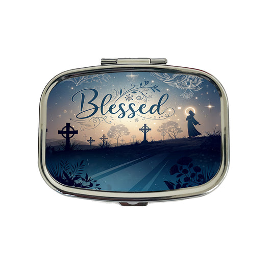 Blessed Religious Crosses Travel Pill Box Case