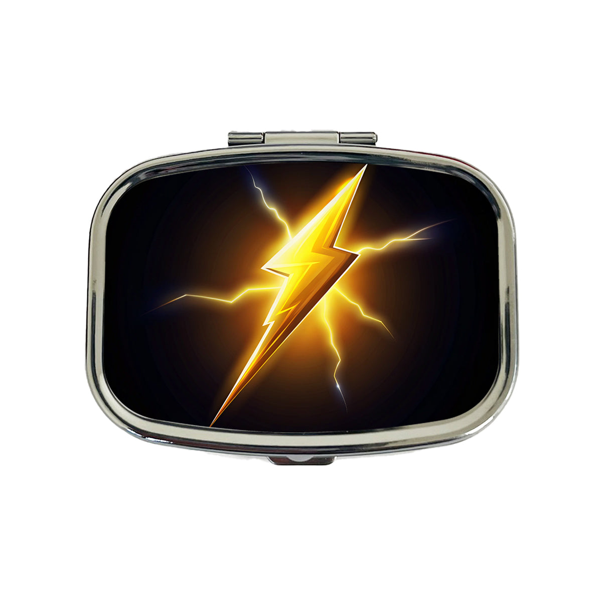 Cartoon Lightning Bolt On Black Travel Pill Box Case
