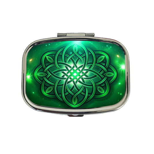 Celtic Knot Irish Eternity Love Green Travel Pill Box Case