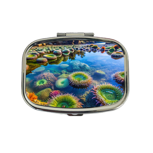 Colorful Ocean Beach Tide Pool Travel Pill Box Case