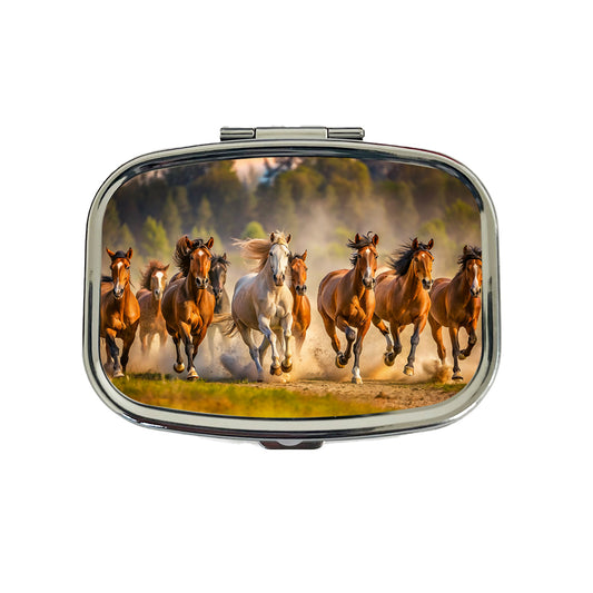 Galloping Horses on the Plain Travel Pill Box Case