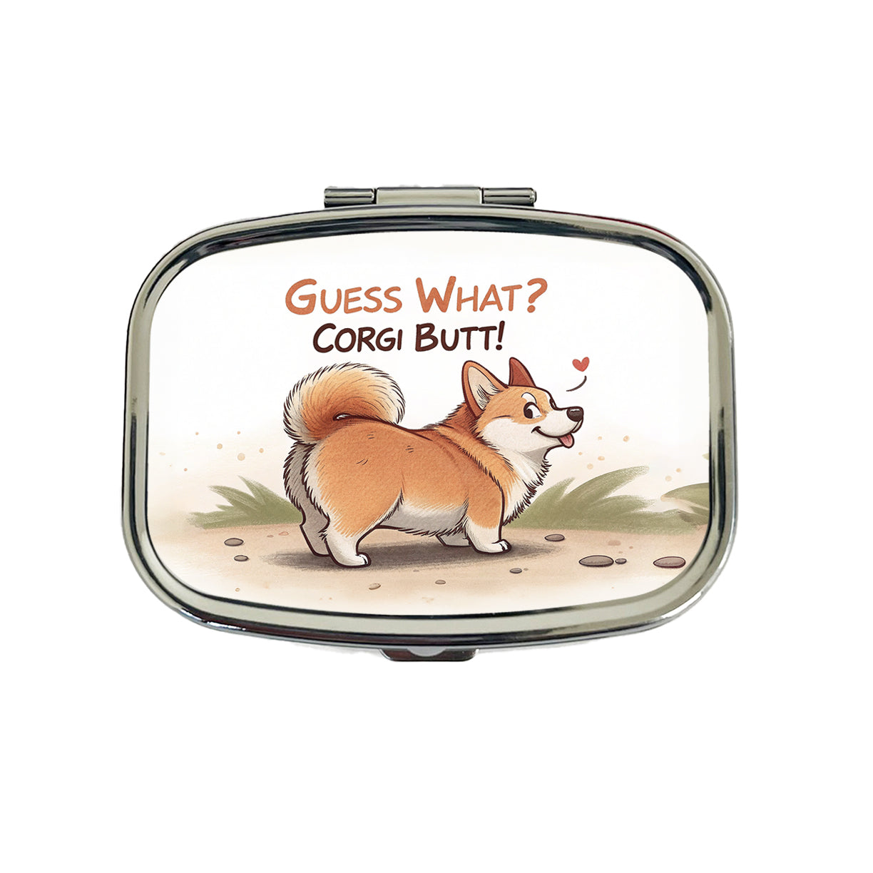 Guess What Corgi Butt Funny Dog Saying Travel Pill Box Case