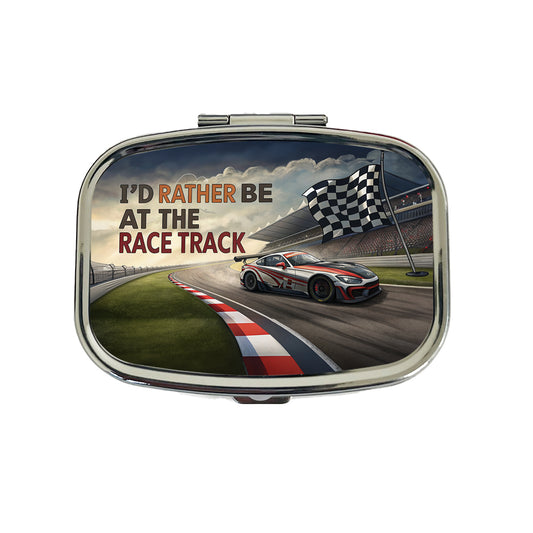 I'd Rather Be At The Race Track Checkered Flag Travel Pill Box Case