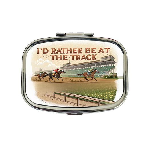 I'd Rather Be At The Track Horse Racing Travel Pill Box Case
