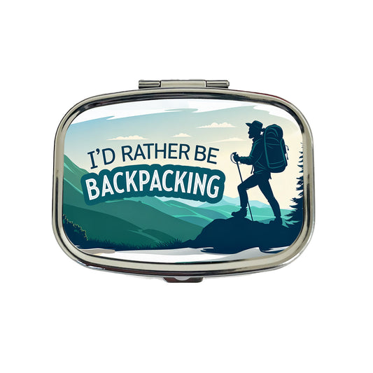 I'd Rather Be Backpacking Traveling Hiking Travel Pill Box Case