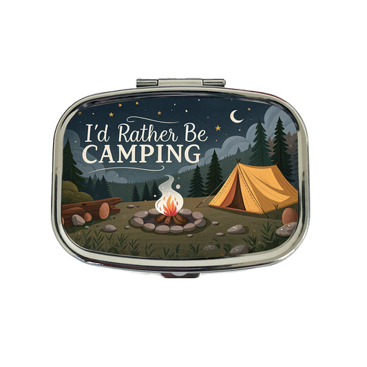 I'd Rather Be Camping Campfire Tent Travel Pill Box Case