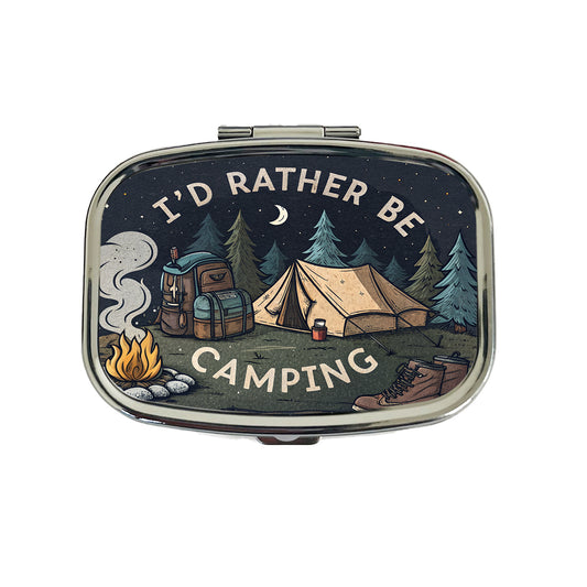 I'd Rather Be Camping Outdoors Hiking Travel Pill Box Case