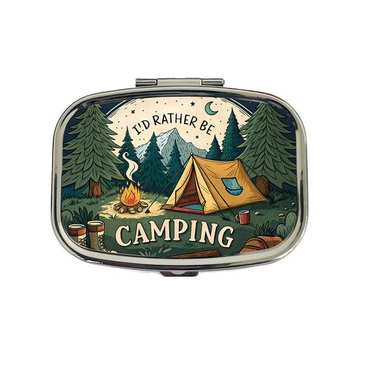 I'd Rather Be Camping Wilderness Tent Travel Pill Box Case