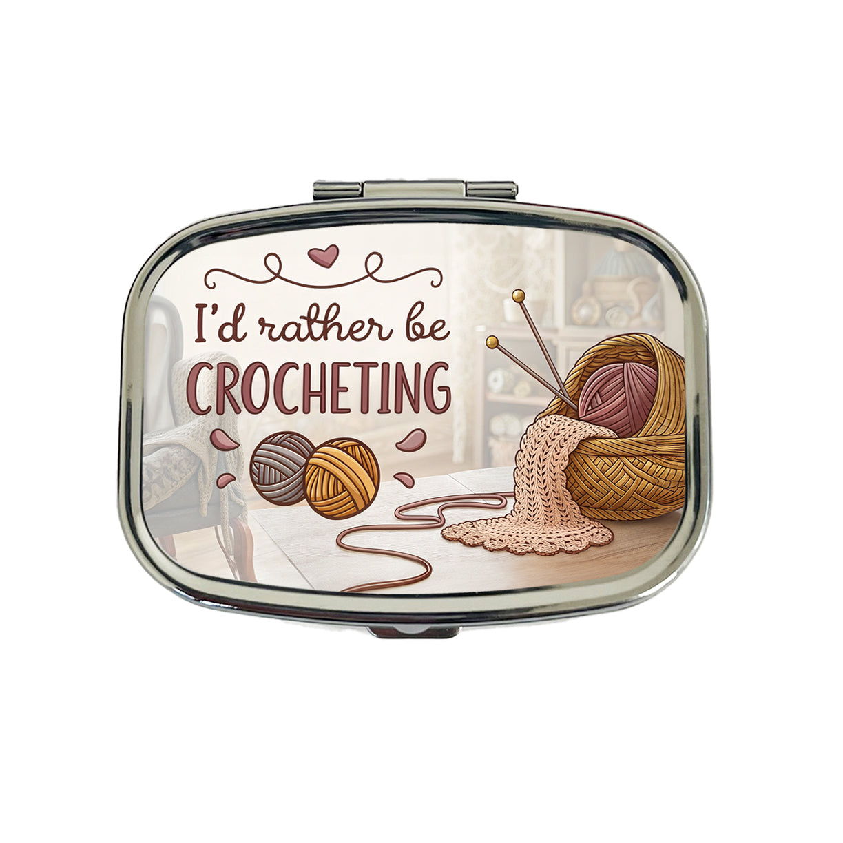 I'd Rather Be Crocheting Travel Pill Box Case