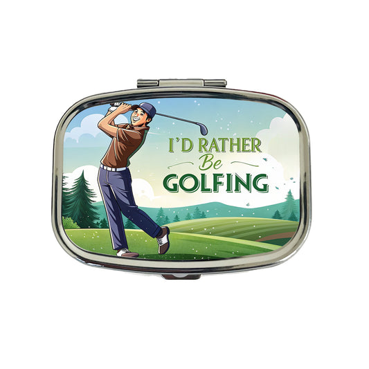 I'd Rather Be Golfing Man Golfer Travel Pill Box Case