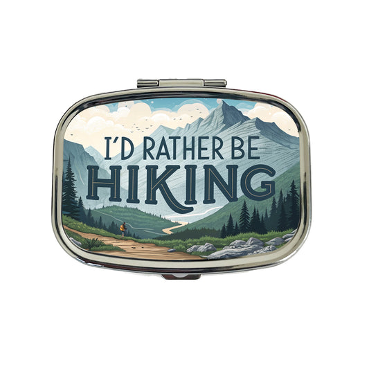 I'd Rather Be Hiking Trails Mountains Travel Pill Box Case