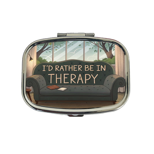 I'd Rather Be In Therapy Therapist Psychiatrist Travel Pill Box Case