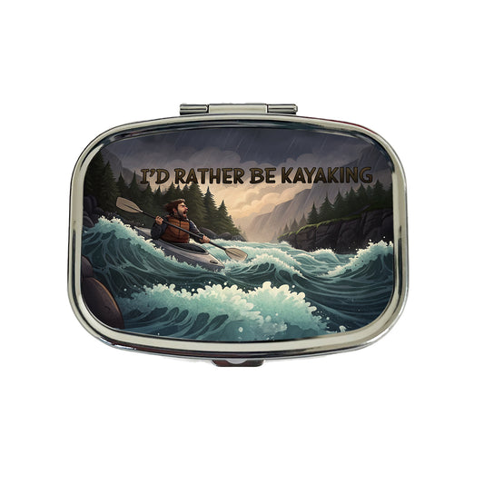 I'd Rather Be Kayaking Man Kayaker Raging River Travel Pill Box Case