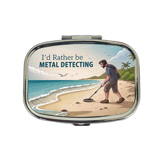 I'd Rather Be Metal Detecting Travel Pill Box Case