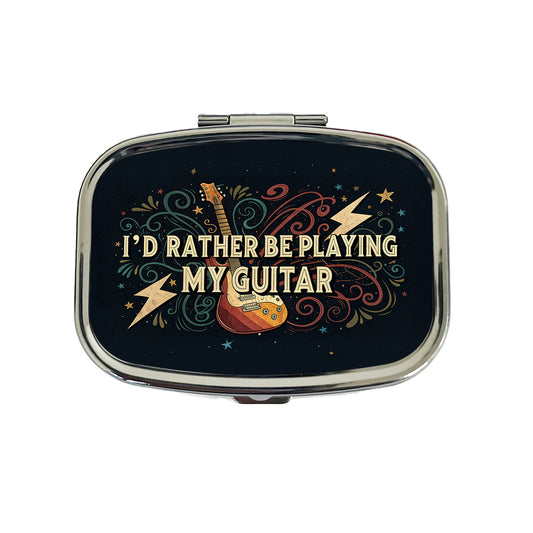 I'd Rather Be Playing My Guitar Rock And Roll Travel Pill Box Case