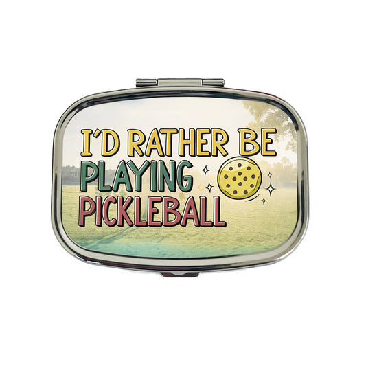 I'd Rather Be Playing Pickleball Ball Travel Pill Box Case