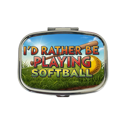 I'd Rather Be Playing Softball Travel Pill Box Case