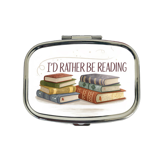 I'd Rather Be Reading Piles Of Books Design Travel Pill Box Case