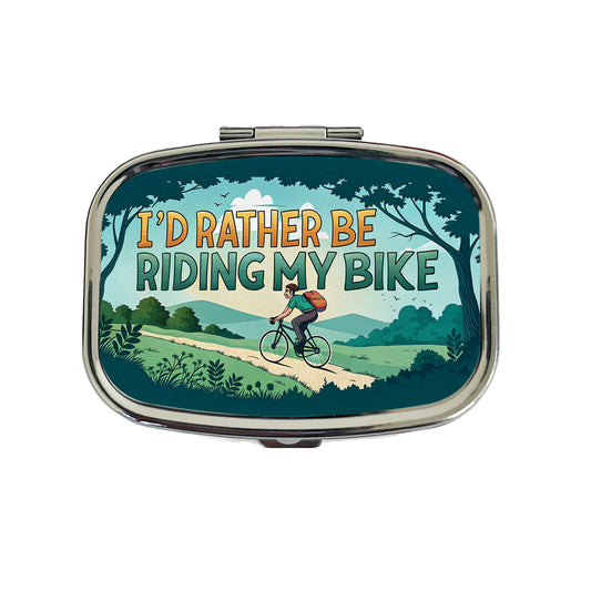 I'd Rather Be Riding My Bike Cycling Travel Pill Box Case