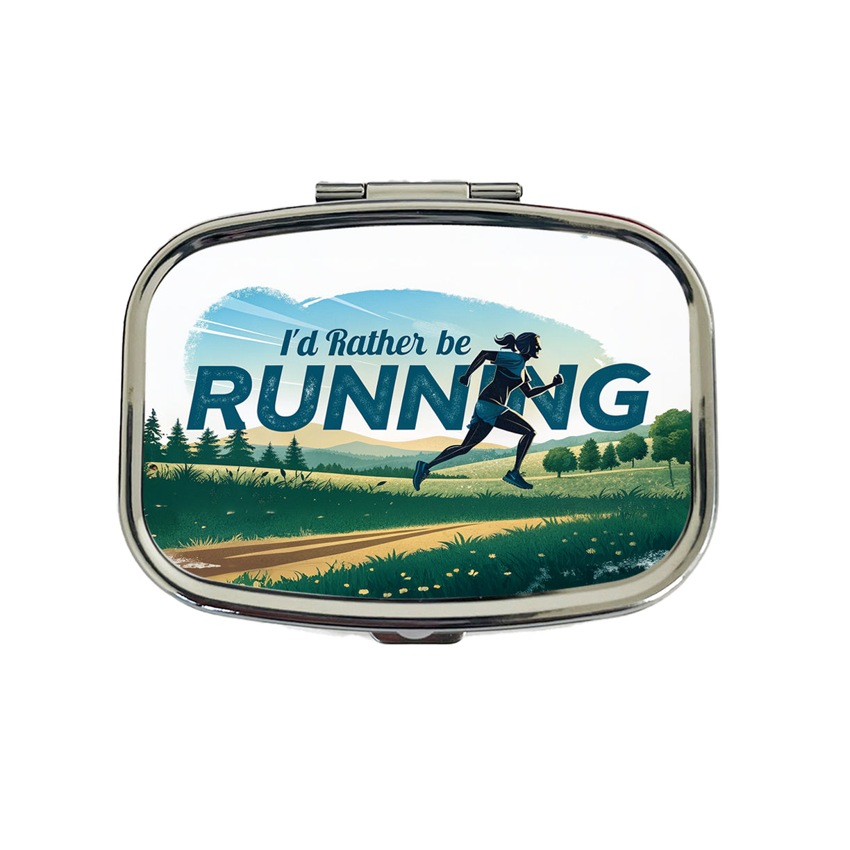 I'd Rather Be Running Woman Jogging Cross Country Travel Pill Box Case