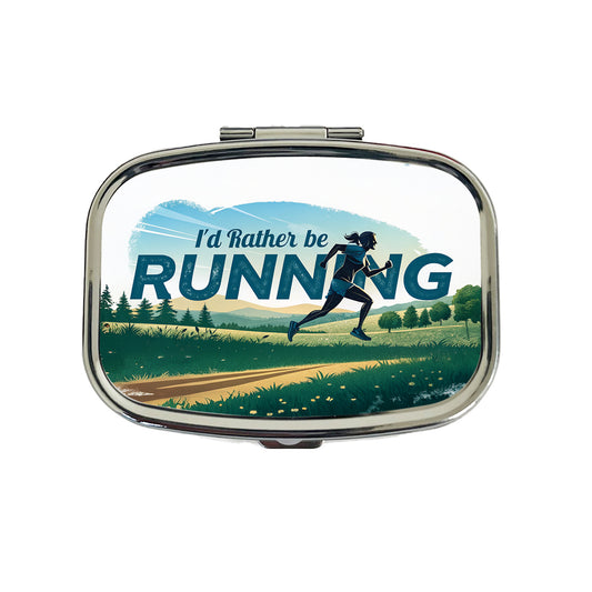 I'd Rather Be Running Woman Jogging Cross Country Travel Pill Box Case