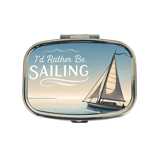 I'd Rather Be Sailing Sailboat Travel Pill Box Case