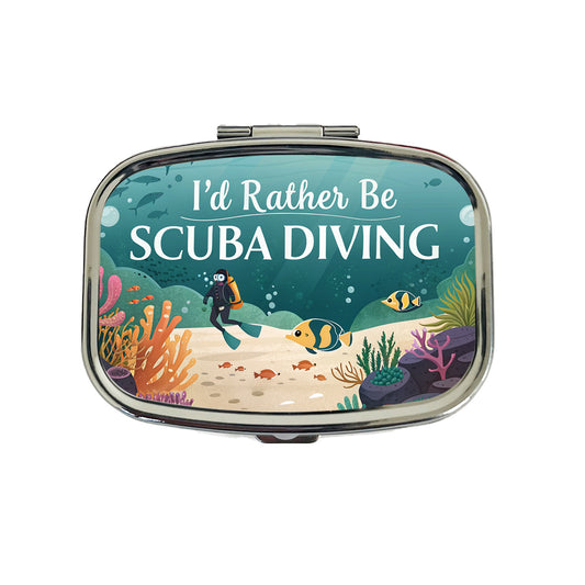 I'd Rather Be Scuba Diving Diver Underwater Travel Pill Box Case