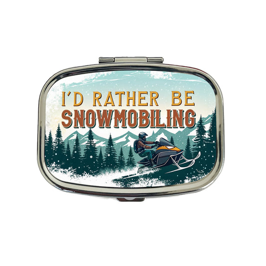I'd Rather Be Snowmobiling Snowmobile Travel Pill Box Case
