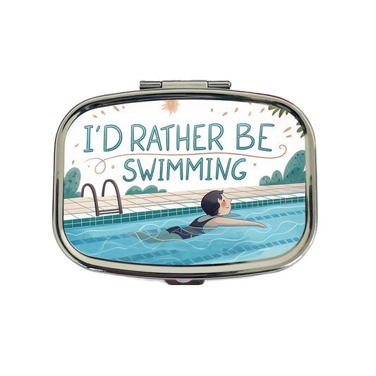 I'd Rather Be Swimming Swimmer Travel Pill Box Case