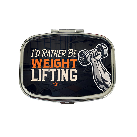 I'd Rather Be Weight Lifting Dumbbell Travel Pill Box Case