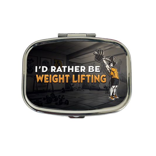 I'd Rather Be Weight Lifting Gym Travel Pill Box Case