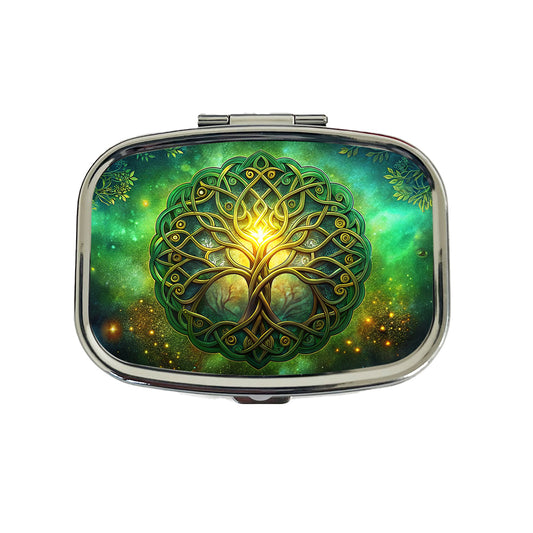 Irish Celtic Elegant Tree Of Life Travel Pill Box Case