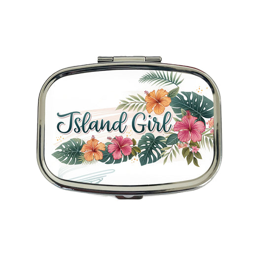 Island Girl Tropical Hibiscus Flowers Travel Pill Box Case