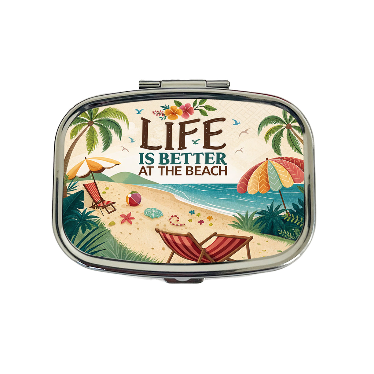 Life is Better At The Beach Tropical Ocean Travel Pill Box Case