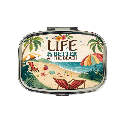 Life is Better At The Beach Tropical Ocean Travel Pill Box Case