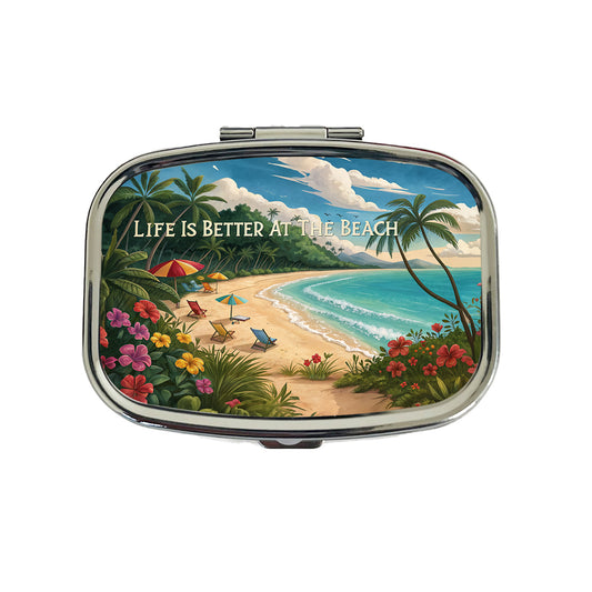 Life is Better At The Beach Tropical Travel Pill Box Case