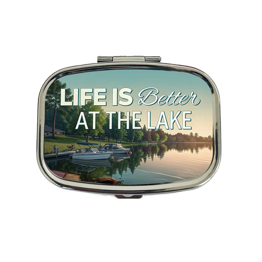 Life is Better At The Lake Boats Travel Pill Box Case