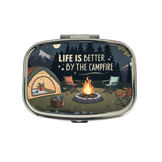 Life is Better By The Campfire Camping Travel Pill Box Case