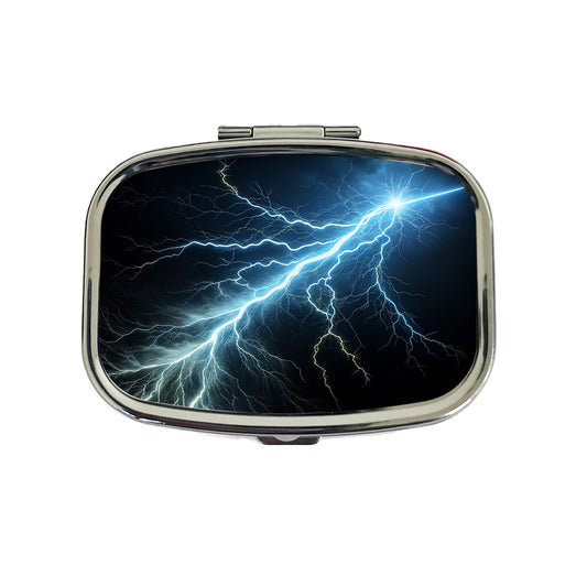 Lightning Bolt Strike at Night Travel Pill Box Case
