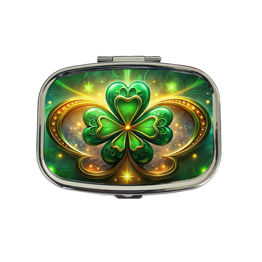 Luck Of The Irish Clover Design Travel Pill Box Case