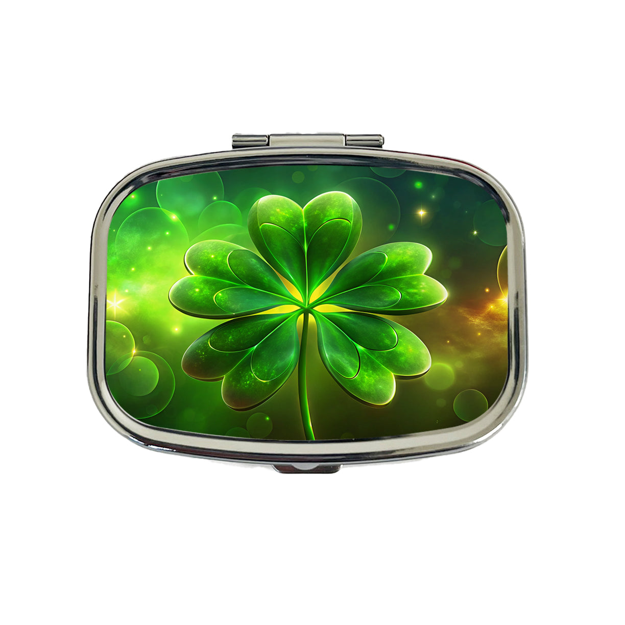 Lucky Irish Five Leaf Clover Travel Pill Box Case