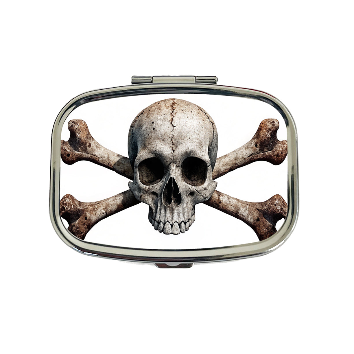 Pirate Skull And Crossbones on White Travel Pill Box Case