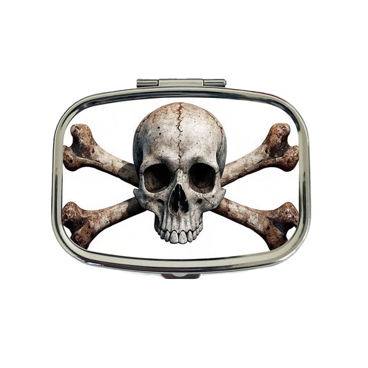 Pirate Skull And Crossbones on White Travel Pill Box Case