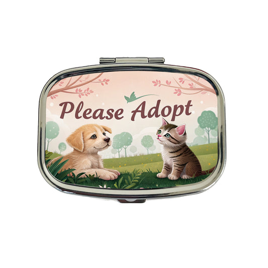 Please Adopt Animal Pet Dog Cat Rescue Travel Pill Box Case
