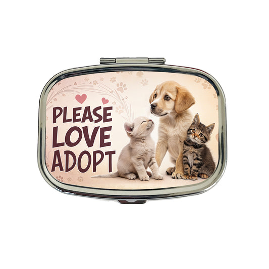 Please Love Adopt Animal Pet Rescue Adoption Travel Pill Box Case