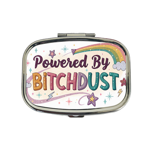 Powered By Bitchdust Sparkly Stars Rainbow Travel Pill Box Case