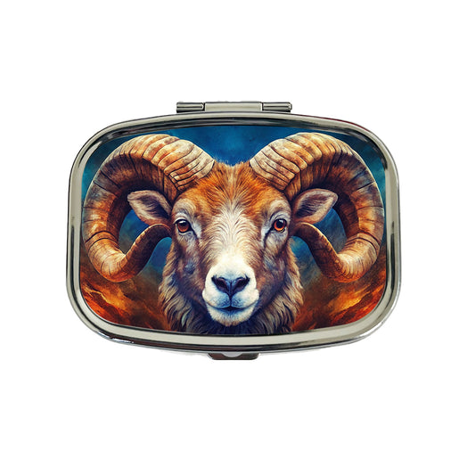 Ram Head Colorful Background Travel Pill Box Case