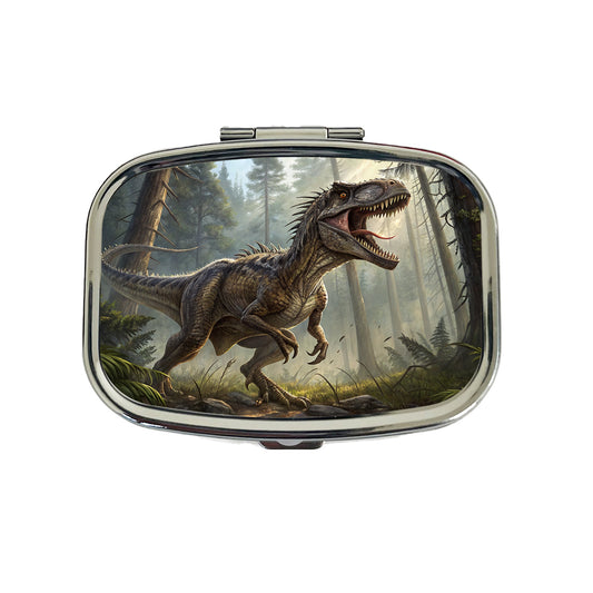 Raptor Dinosaur In Forest Travel Pill Box Case