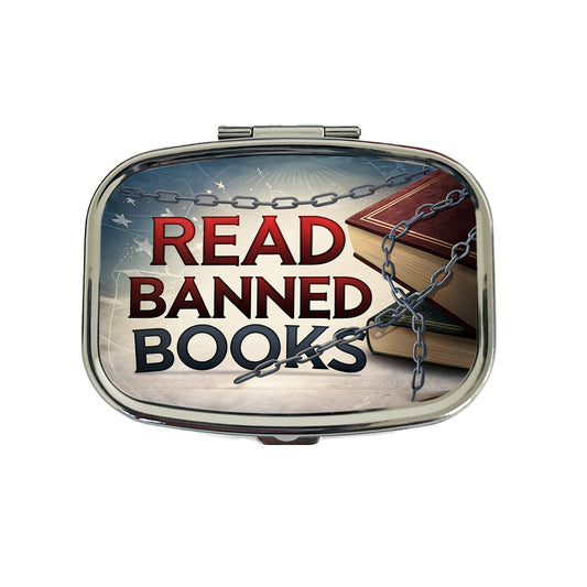 Read Banned Books Chains Travel Pill Box Case